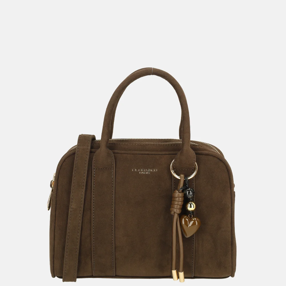 Flora & Co handtas bowling suedine chocolat